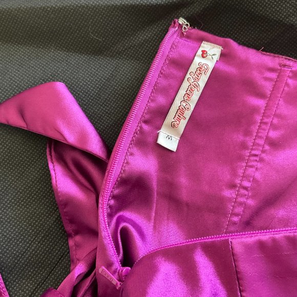 Magenta pink strapless party prom grad formal dress - Picture 4 of 4